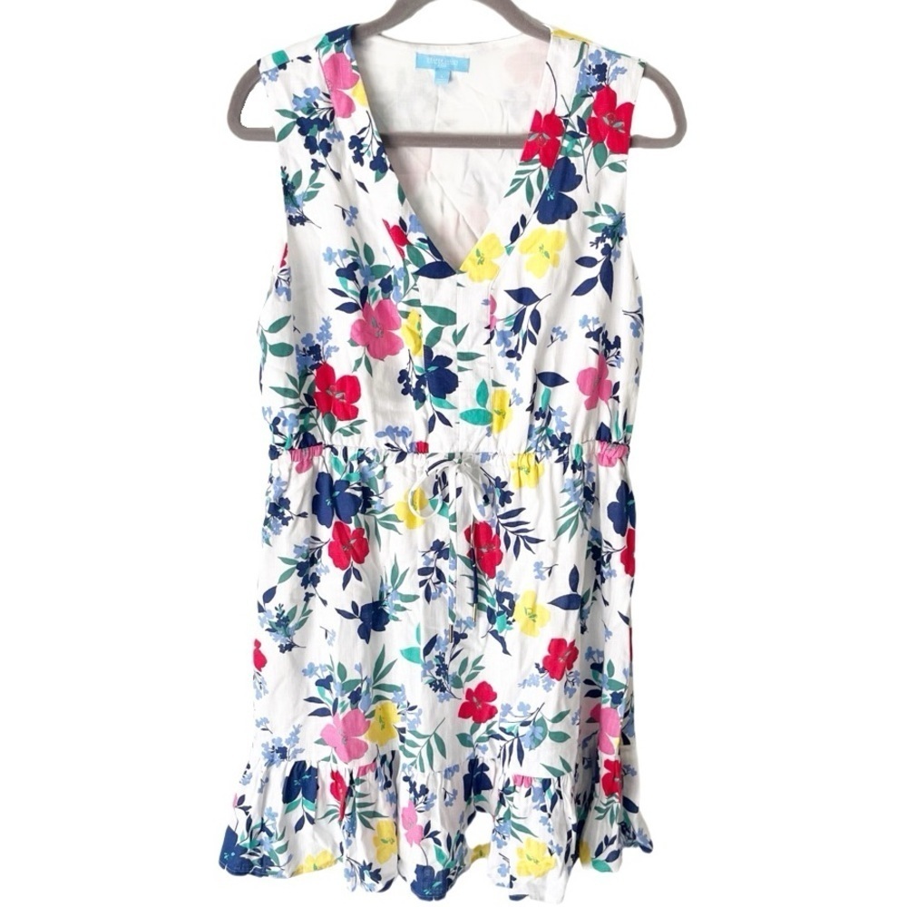 Draper James White Floral V-Neck Sleeveless Sundress